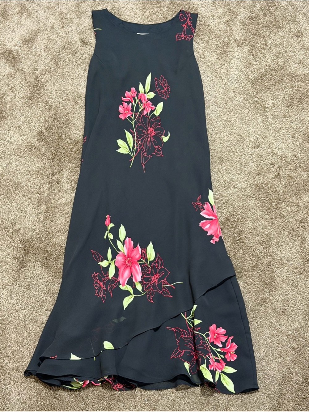 Studio I Black Dress with Pink Floral Print